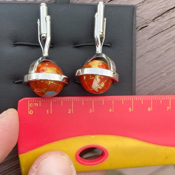 New Red Spinning World Cufflinks with Cufflink Case - Picture 5 of 7